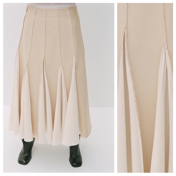 Zara Pleated Maxi Skirt Western Boho Lagenlook Size Small - Picture 2 of 14
